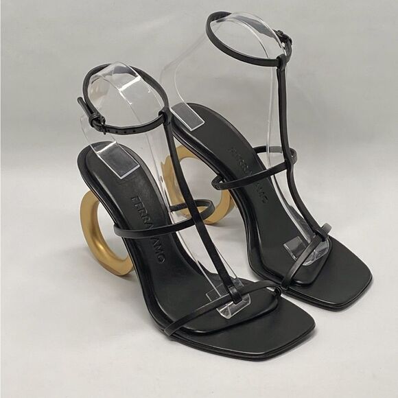 Ferragamo Aglalia Leather Gancini-Heel Sandals size 7 - Picture 5 of 15
